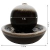 Sunnydaze Indoor Home Office Tabletop Modern Orb Smooth Glazed Ceramic Water Fountain Feature - 7" - Dark Brown - 3 of 4