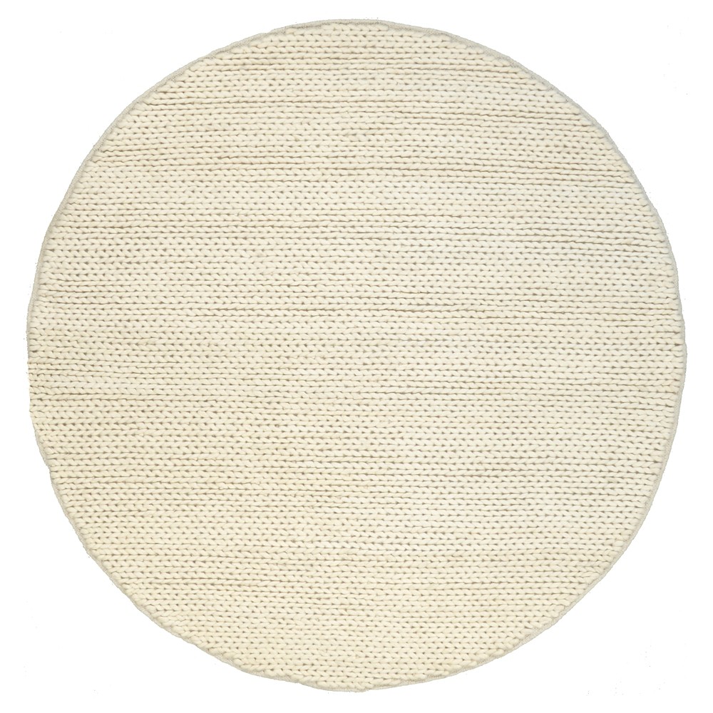 nuLOOM Wool Hand Woven Chunky Woolen Cable Area Rug - White (6' x 6' Round)