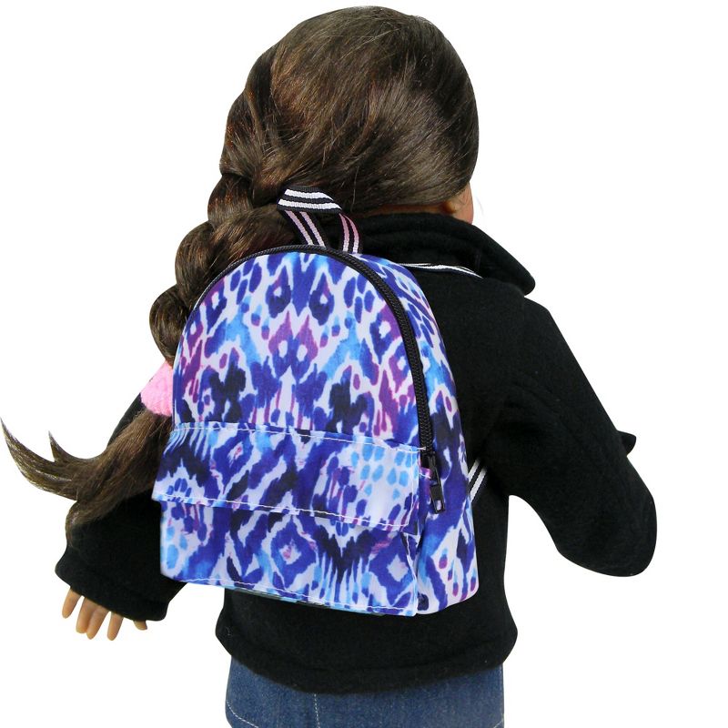 Sophia’s Doll-Sized Backpack in Ikat Print for 18 Inch Doll, Blue, 3 of 6