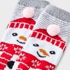 Women's Snowman with 3D Pom Pom Hat Christmas Cozy Crew Socks - Wondershop™ White/Red 4-10 - 3 of 3