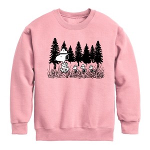 Boys' - Peanuts - Troopping Along Graphic Long Sleeve Fleece Sweatshirt - 1 of 4