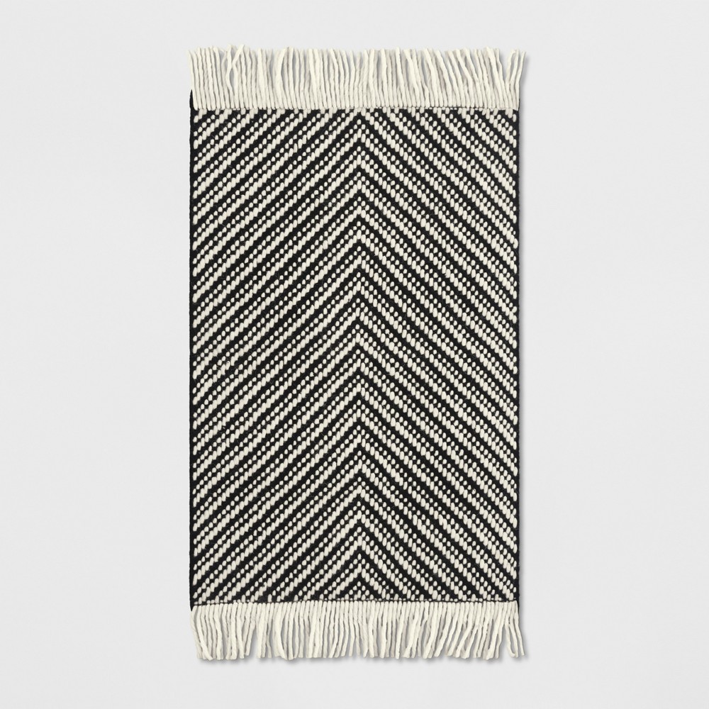 2'x3' Chevron Woven Area Rug Black/White - Project 62™