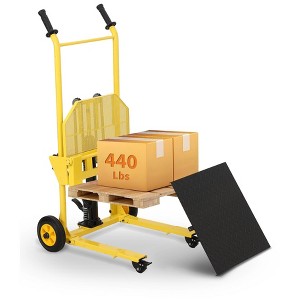 440lb Hydraulic Material Lift Cart - Heavy Duty Pallet Truck Dolly with 36" Max Lift, Steel Platform & Winch Stacker for Warehouse/Workshops - 1 of 4