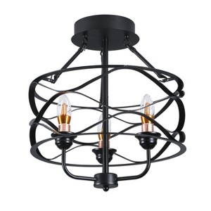 Dewdrop Modern Black Iron Frame 3-Light Semi Flush Mount Lighting Fixture - 1 of 4