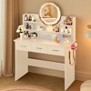 HYLEORY Vanity Desk with Mirror, Power Outlet and Light, Makeup Table with 3 Drawers,2 Color Modes Available for Bedroom - 3 of 4