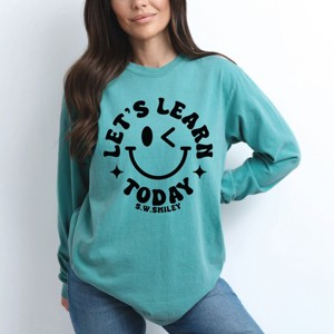 Simply Sage Market S.W.Smiley Let's Learn Today Circle Garment Dyed Long Sleeve - 1 of 4