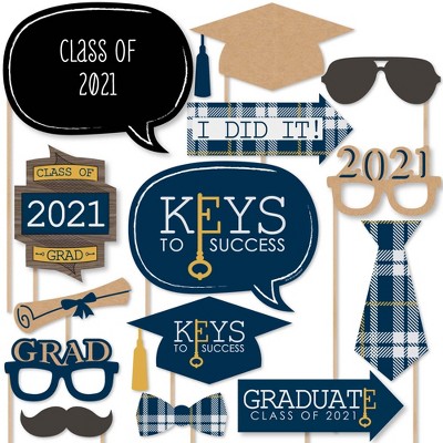 Big Dot of Happiness Grad Keys to Success - 2021 Graduation Photo Booth Props Kit - 20 Count