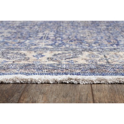 Helena Blue and White Cotton Blend Rectangular Rug 3' x 5'