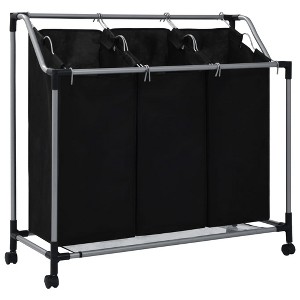 VidaXL Laundry Sorter with 3 Bags Black Steel - 1 of 4