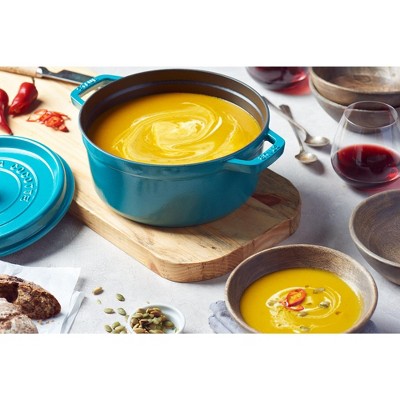 Turquoise Enameled Cast Iron 4-Quart Round Cocotte