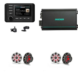 Kicker 51KMC4 Marine Source Unit & (2 Pair ) 45KM84L 8" RGB LED Marine Speakers with 48KMA6004 4 Ch. Marine Amp Bundle - 1 of 4