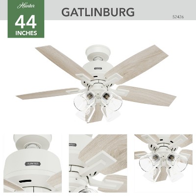 Matte White 44" Ceiling Fan with Light Oak Blades and Remote