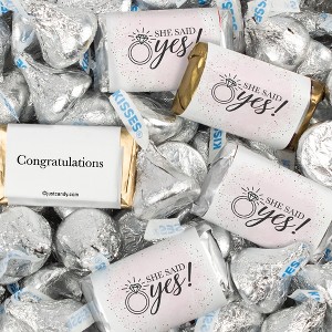 124 Pcs Engagement Candy Party Favors Hershey's Miniatures & Kisses by Just Candy (1.52 lbs) - She Said Yes - 1 of 4