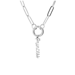 Ginger Lyne Paperclip Chain Charm Holder Necklace with Princess Charm for Women Stainless Steel 18-20" Adjustable - 1 of 4