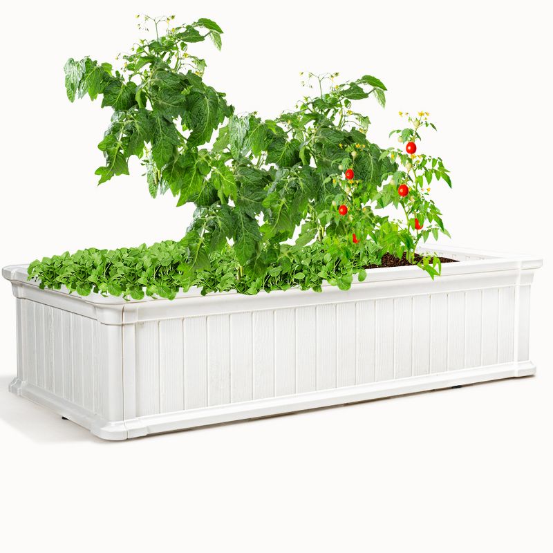 48''x24''Raised Garden Bed Rectangle Plant Box Planter Flower Vegetable White, 1 of 11