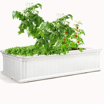 48''x24''Raised Garden Bed Rectangle Plant Box Planter Flower Vegetable White
