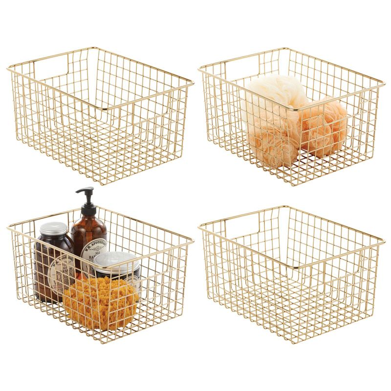 mDesign Metal Wire Bathroom Organizer Bin Basket - Handles, 4 Pack, 2 of 8