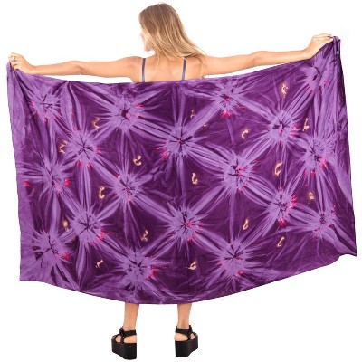 LA LEELA Women's Sarong Beach Cover Up - Hand Painted Rayon Wrap Skirt, Plus Size 5 thumbnail image