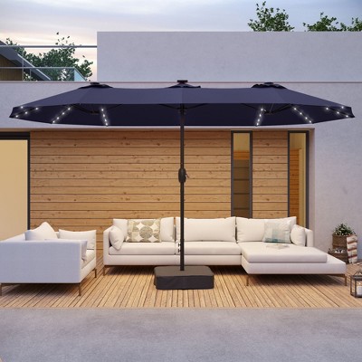Sonkuki 15x9ft LED Double-Sided Patio Market Umbrella Aluminum Large Canopy