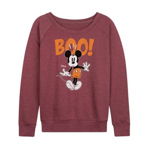 Women's - Disney - Mickey Halloween Animation Lightweight French Terry Wide Neck Long Sleeve Shirt - 1 of 4