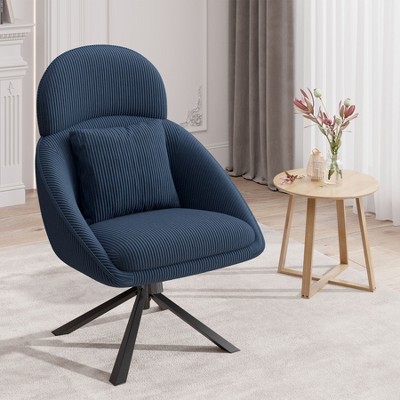 360° Swivel Accent Chair with Adjustable Rocking Function, Corduroy Upholstery & Metal Frame(Blue)