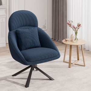 360° Swivel Accent Chair with Adjustable Rocking Function, Corduroy Upholstery & Metal Frame(Blue) - 1 of 4