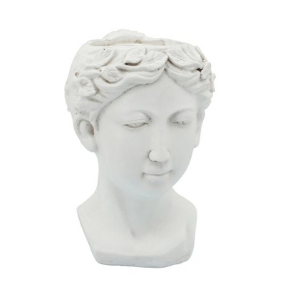 Sagebrook Home 11" Lady Head Resin Planter White