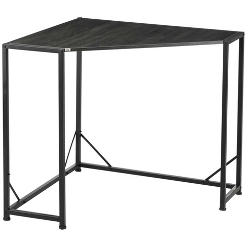 HOMCOM Corner Vanity Table, Makeup Desk with Three-Fold Mirror and 5  Drawers, Black