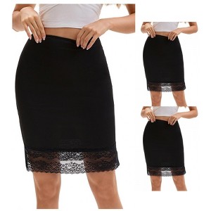 INSPIRE CHIC 3 Packs Women's Lace Trim Anti-Static Slip Knee Length Half Slips Lightweight Underskirt - 1 of 4