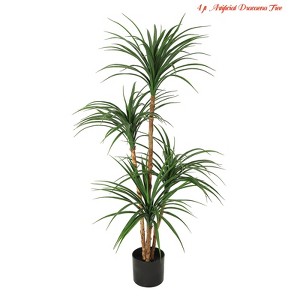 4 ft/5 ft/6 ft Dracaena Trees Artificial Indoor Tall Faux Tree with Natural Wood Trunk and Moss - 1 of 4