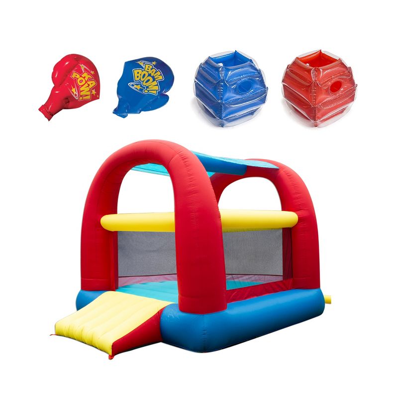 Banzai Battle Bop Combo Pack with Inflatable Gloves & Body Bumpers, 2 Pairs Each & Cool Canopy Bouncer Inflatable Slide & Shaded Backyard Bounce House, 1 of 7