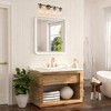 BAOURE 3-Light Brass Bathroom Vanity Light, 21.65" Vintage Vanity Light with Clear Glass Shades for Mirror, Living Room - 3 of 4