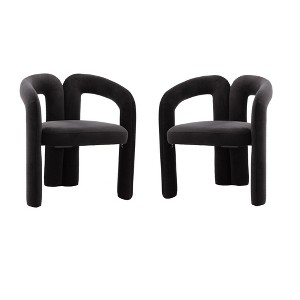 Grungis 25.2" Wide Velvet Accent Chair with Sturdy Frame,Barrel Chair with  Curved Backrest,Accent Chair for Reading Room,Office,2pc - 1 of 4