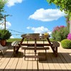 Mshliw Outdoor Picnic Table with 4 Benches, Waterproof Surface, Umbrella Hole, Rustic Wood Design, Spacious Seating for Up to 8 - 3 of 4