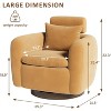 Heynemo Swivel Barrel Chair, Accent Chair with Solid Wood Base, Comfy Sofa Chair with Adjustable Headrest, for Living Room, Bedroom, Camel - 3 of 4