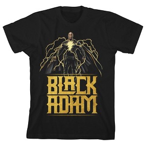 Black Adam with Gold Effect Logo Black T-Shirt Toddler Boy to Youth Boy - 1 of 2