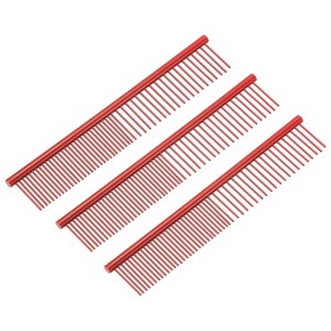 Unique Bargains Stainless Steel Rounded Ends Gentle Care Pet Comb 3 Pcs - 1 of 4