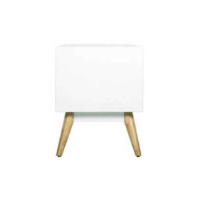 White Mid-Century Modern TV Stand with Cabinet