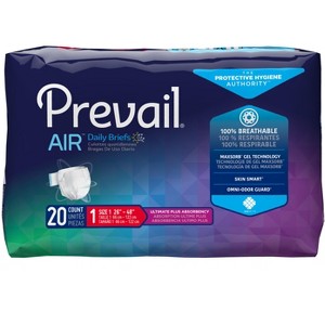 Prevail Air Plus Unisex Adult Incontinence Briefs, Refastenable Tabs, Ultimate Plus Absorbency - 1 of 4
