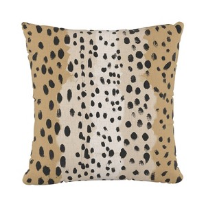 Linen Leopard Square Throw Pillow Tan - Cloth & Co.
