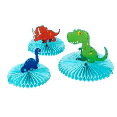 Blue Panda Dinosaur Party Decoration, 3-Piece T-Rex Dinosaur Honeycomb Decoration Centerpiece, Kids Birthday
