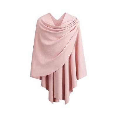 TIME HOLLOW Pink Cross-Front Knitted Shawl Wrap