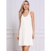 cheibear Women's Loose U-Neck Pleated Sleeveless Elastic Wide Strap Chemise Short Nightgown - 3 of 4