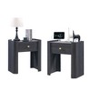 Modern Wooden Nightstand 23.6" Tall with Charging Station Curved 1 Drawer Bedside Table for Living Room Bedroom - 3 of 4