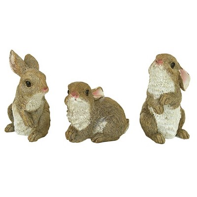 Design Toscano The Bunny Den, Garden Rabbit Statues, Set of 3 - Brown
