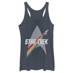Women's Star Trek Enterprise Starfleet Rainbow Streak Racerback Tank Top - 1 of 4