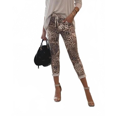 Women's Martina Animal Print Side Silver Stripe Joggers - Venti6