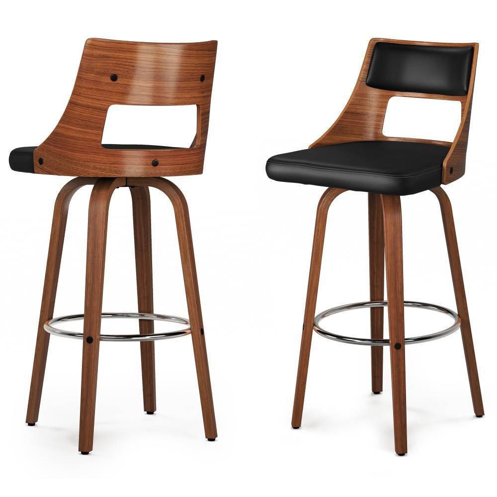 Photos - Chair WyndenHall Set of 2 Kaydee Swivel Bar Stool Black: Upholstered, Contempora