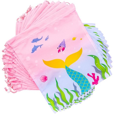 10pcs/set Plastic Gift Wrapping Bag, Cartoon Mermaid Tail Pattern Gift Bag  For Party