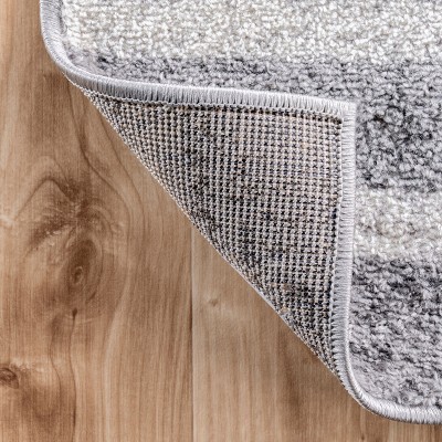 Coastal Charm Gray Stripe and Starfish 49" Wool-Blend Area Rug